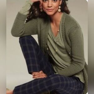 Cabi Aerial Cardigan #3536 Olive Green Ribbed Long Button Front Women’s Small